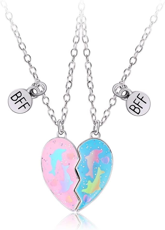 Lezmoii Friendship Necklace Best Friend Necklace Matching Magnetic Unicorn Mermaid BFF Necklace for 2 Girls Friendship Gifts - Image 1
